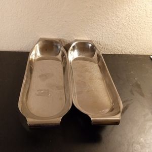 NEW MCM Pair of Thomas O Brien 4"x13" Chrome Platters.